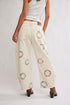 Good Luck Printed Barrel Jeans - We The Free - We The Free by Free People - Watercolor Wreath